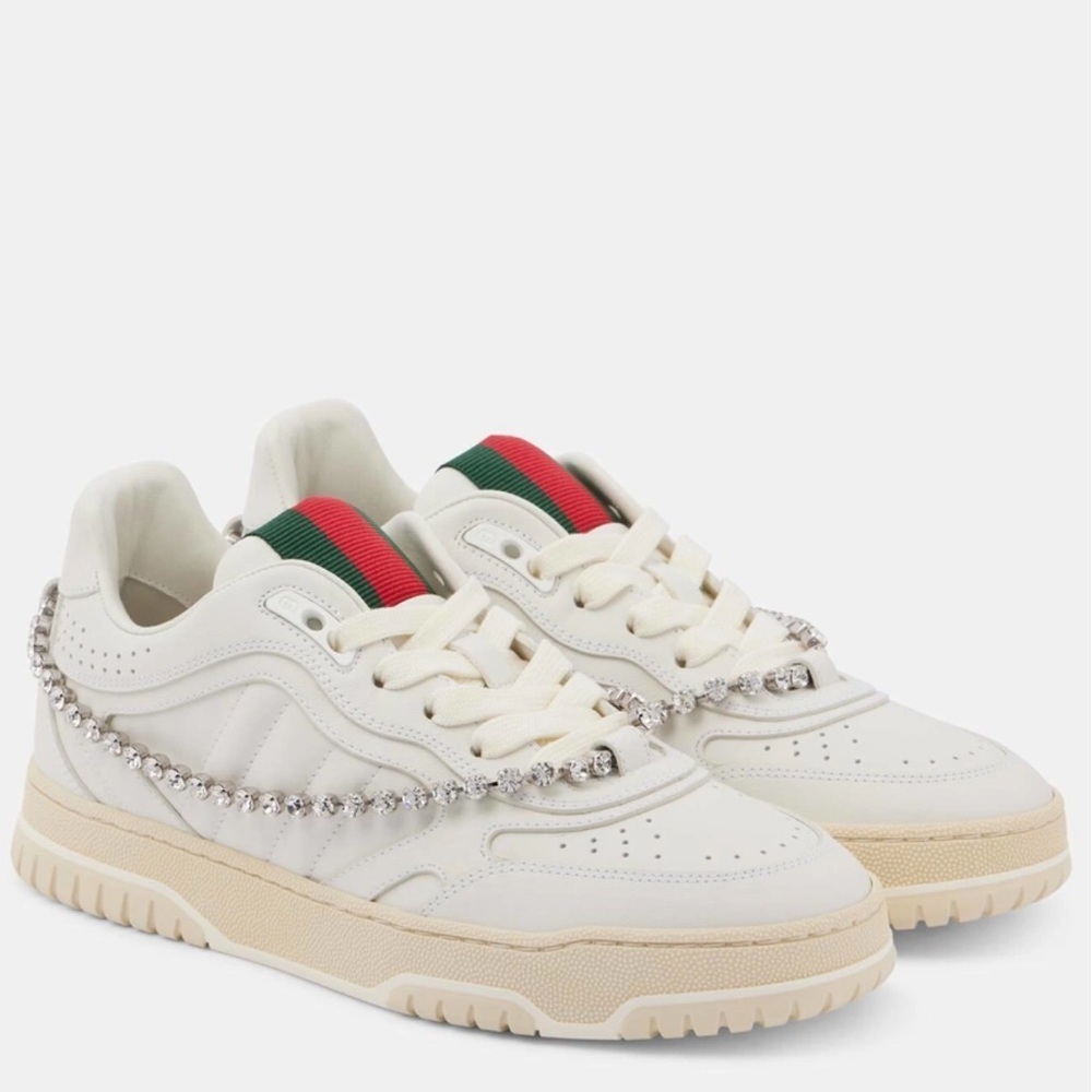 New Gucci Re-Web Crystal Chain Sneakers Size 38